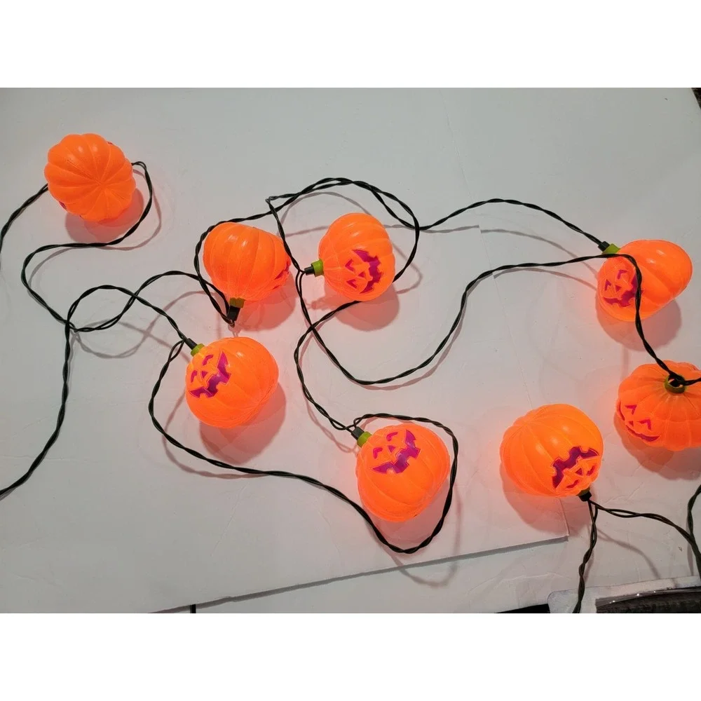 Vintage Halloween Jack O Lantern Pumpkin Light String Blow Mold Set of 2/20 mold
